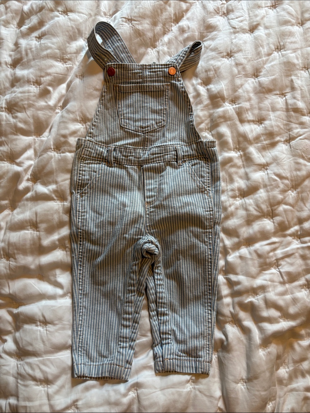 Old Navy Light Blue & White Pinstripe Kids Overalls